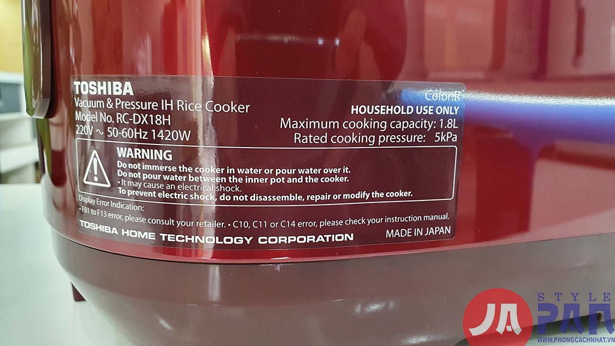 Nồi cơm điện Toshiba RC-DX18HR| 1.8L | 220V | Lõi chuông 13 Nồi cơm điện Toshiba RC-DX18HR| 1.8L | 220V | Lõi chuông - Ảnh 13