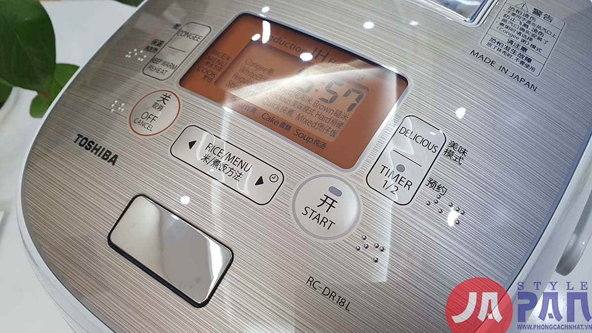 Nồi cơm điện Toshiba RC-DR18LW| 1.8L | 220V | Cao tần 5 Nồi cơm điện Toshiba RC-DR18LW| 1.8L | 220V | Cao tần - Ảnh 5