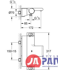 Củ sen nhiệt độ Grohe GRT2000 | nội địa Nhật 5 Bản vẽ kỹ thuật củ sen nhiệt độ Grohe GRT2000