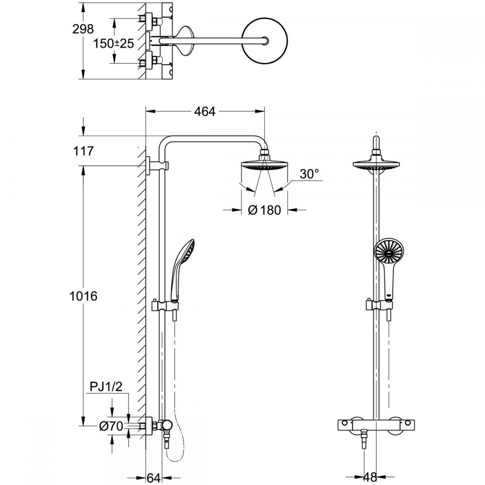 Sen cây Grohe Euphoria System 2636910J Nhật Bản 2 Bản vẽ kỹ thuật sen cây Grohe Euphoria System 2636910J